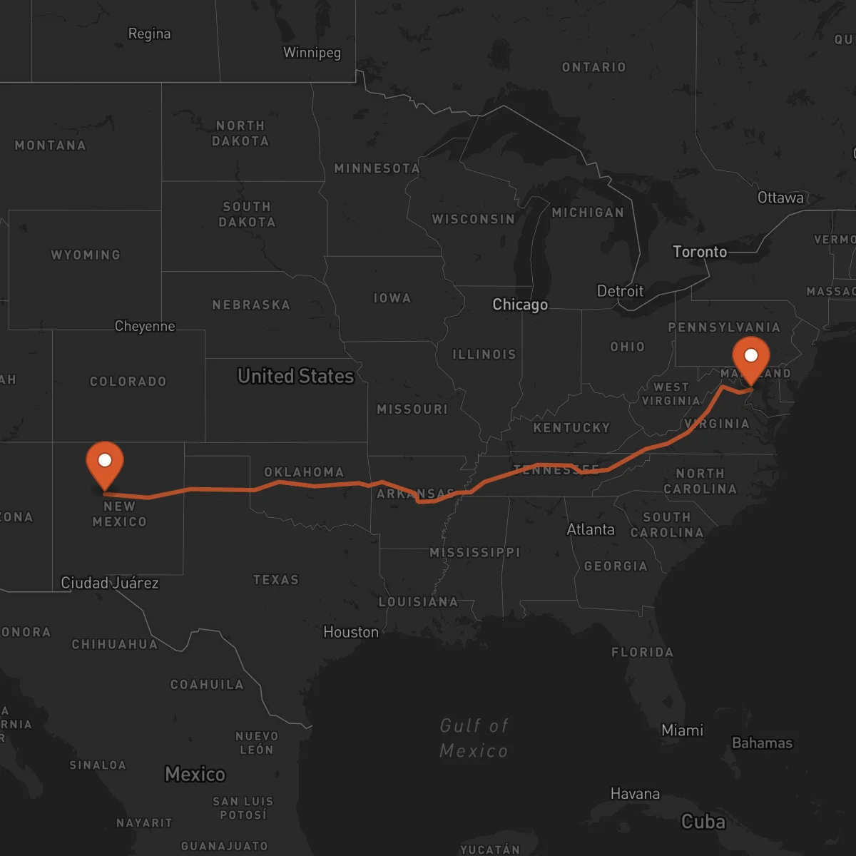 Ruta Albuquerque - Washington D.C.