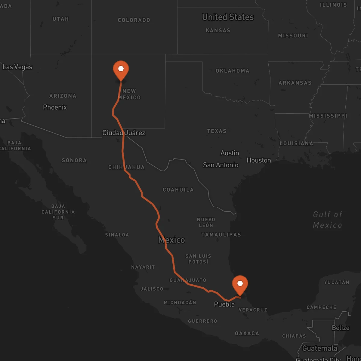 Ruta Albuquerque - Xalapa