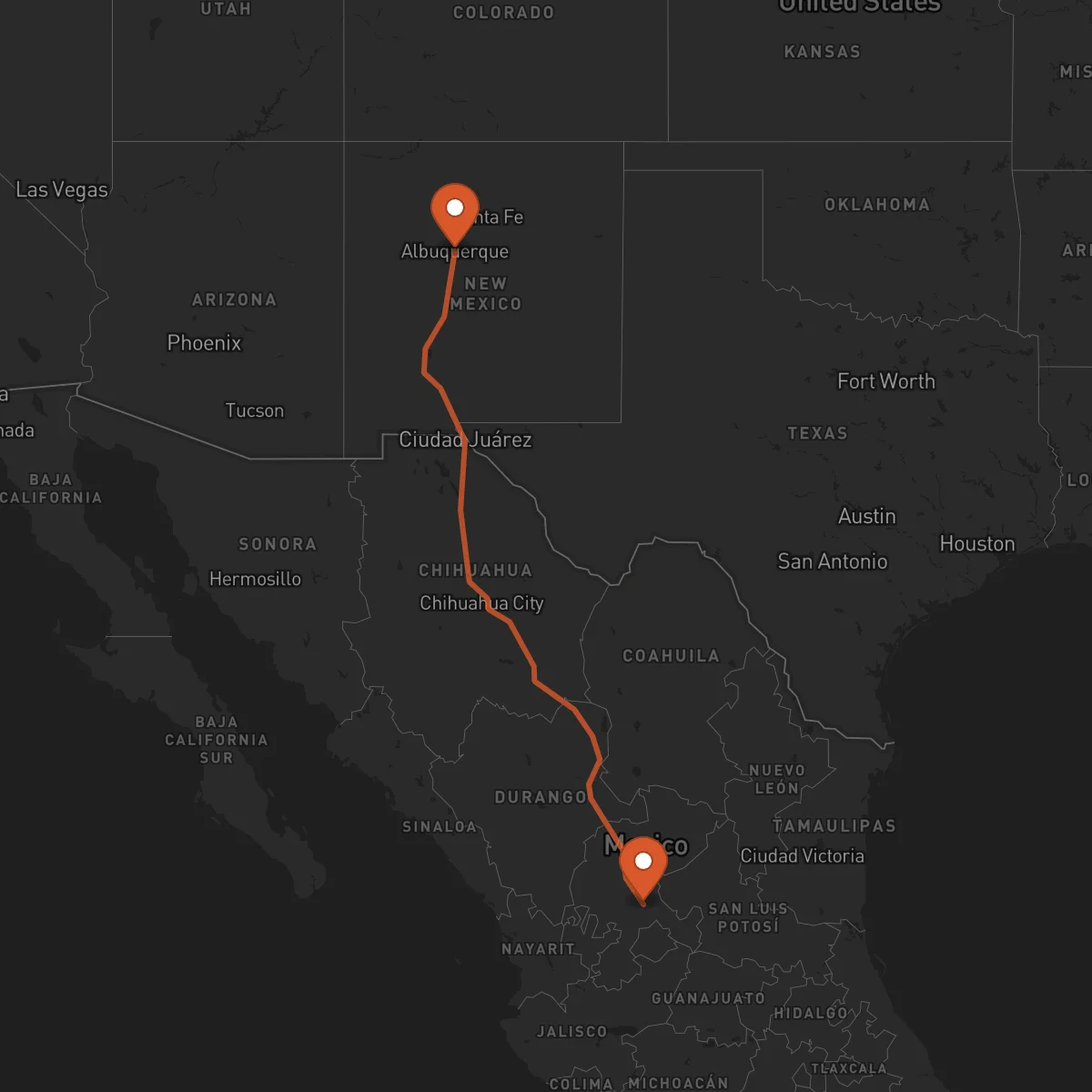Ruta Albuquerque - Zacatecas