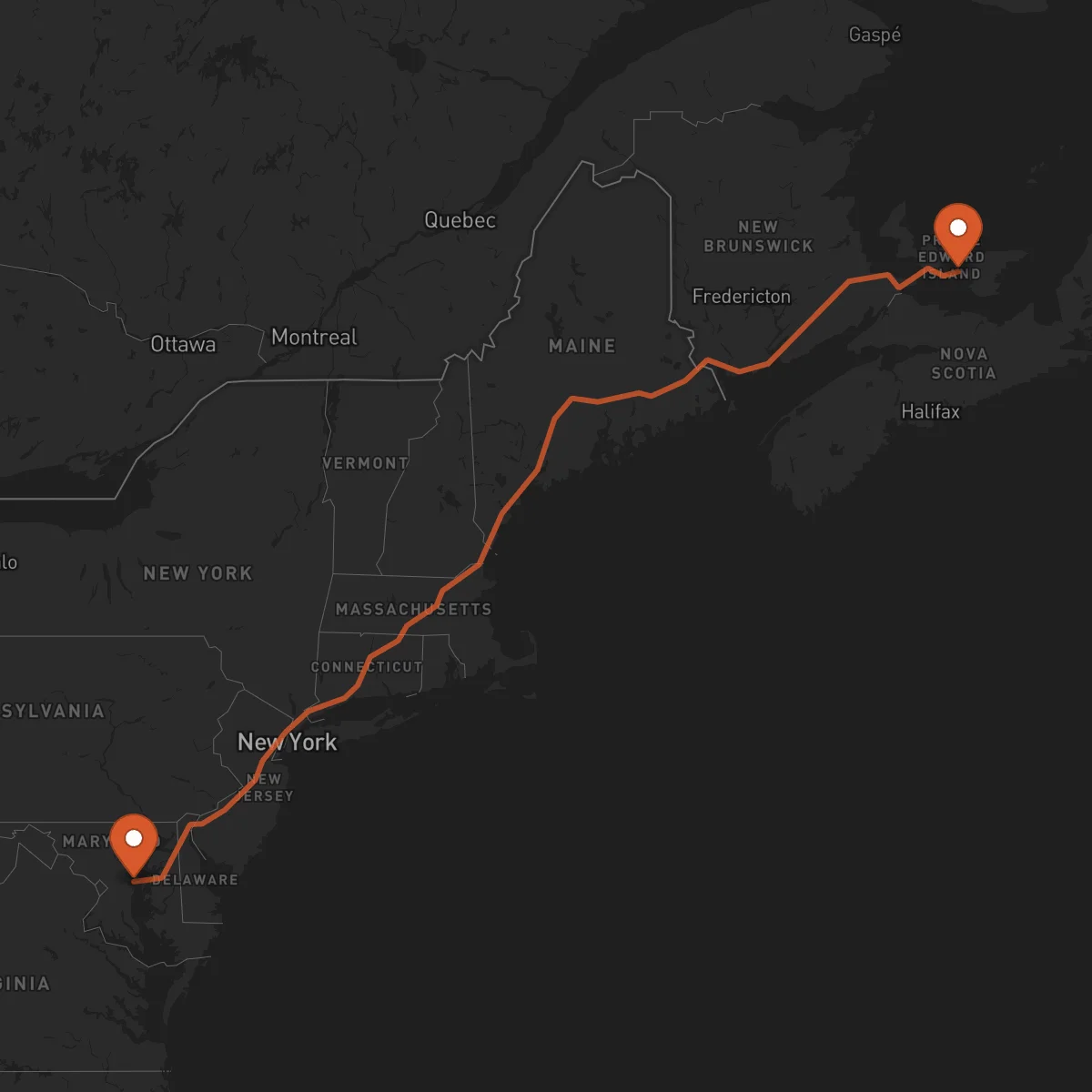 Ruta Charlottetown - Annapolis