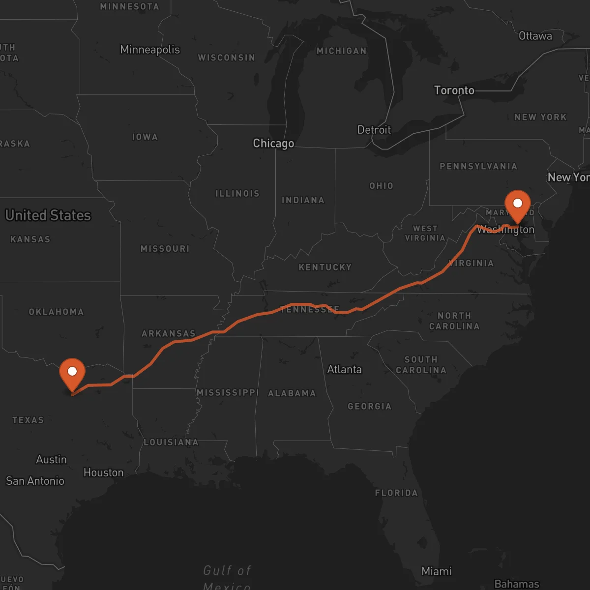 Ruta Annapolis - Dallas