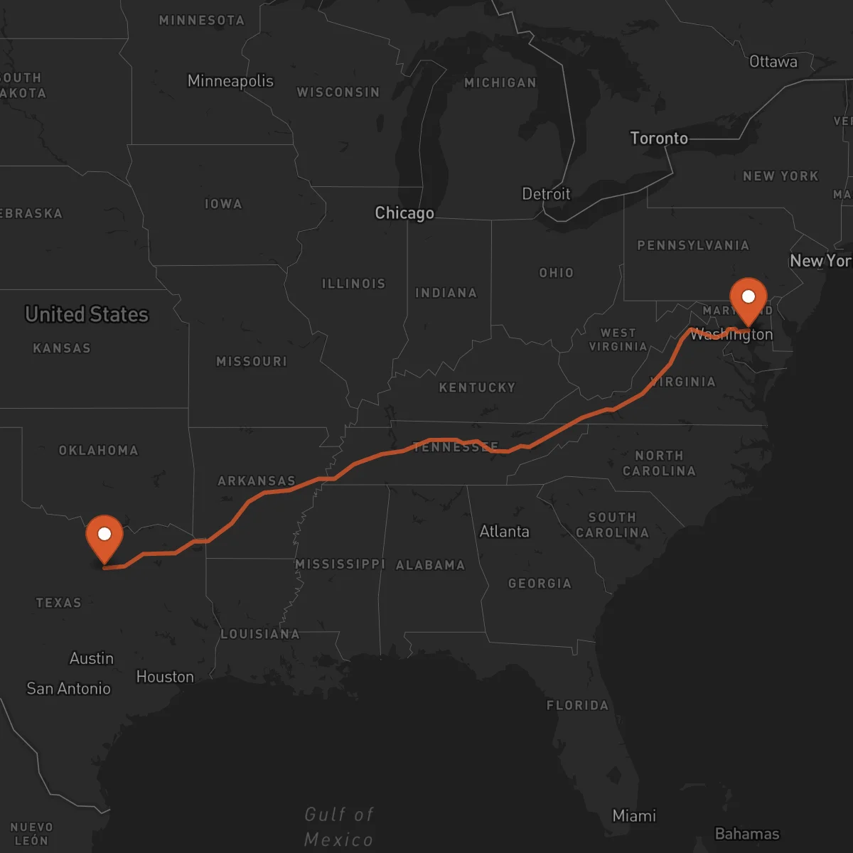 Ruta Annapolis - Fort Worth