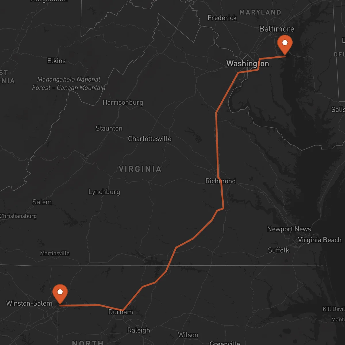 Ruta Annapolis - Greensboro