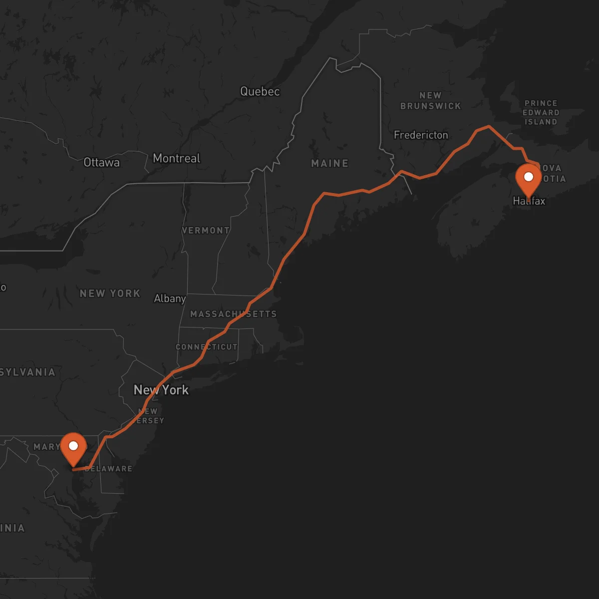 Ruta Annapolis - Halifax