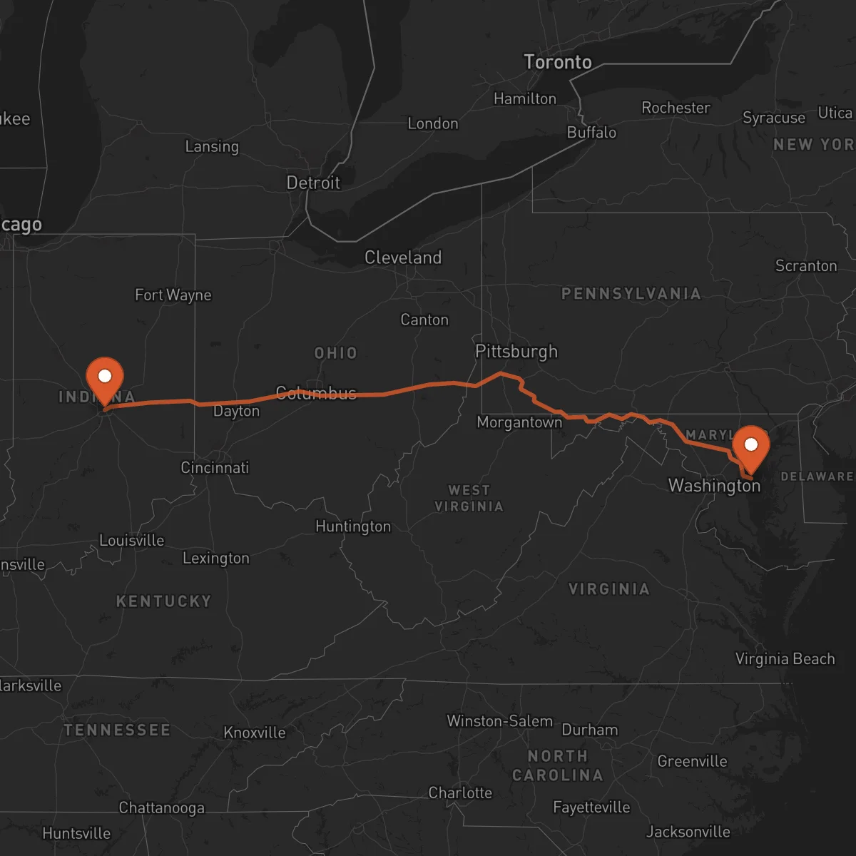 Ruta Annapolis - Indianapolis