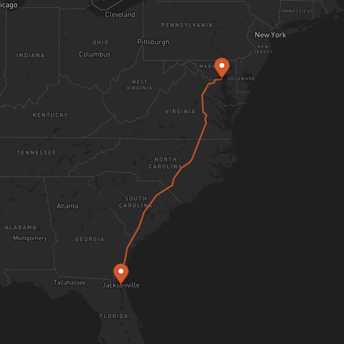 Ruta アナポリス - ジャクソンビル