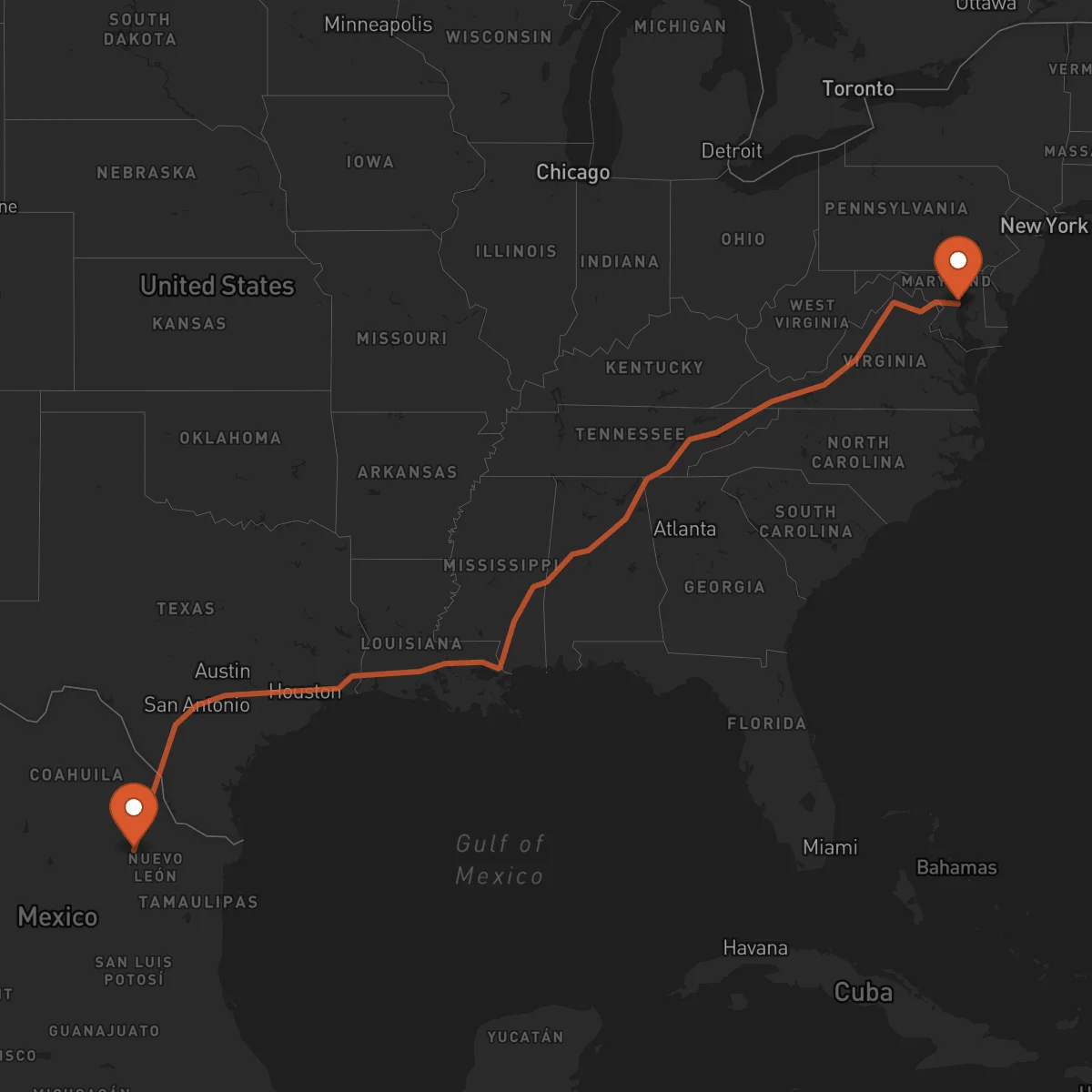 Ruta Monterrey - Annapolis