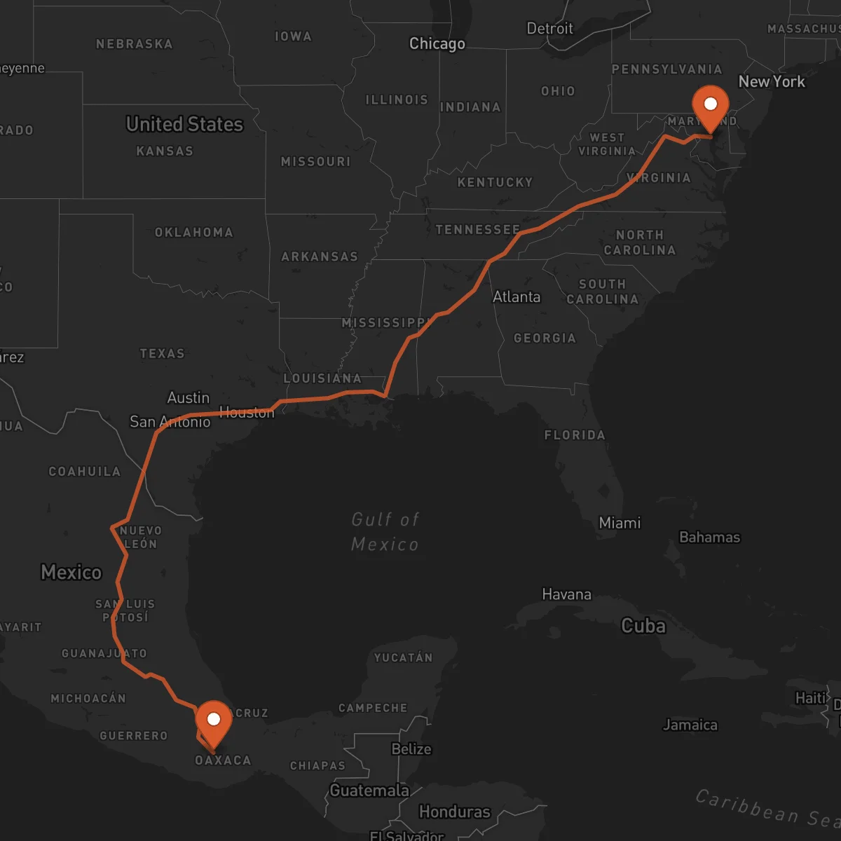 Ruta Annapolis - Oaxaca de Juárez