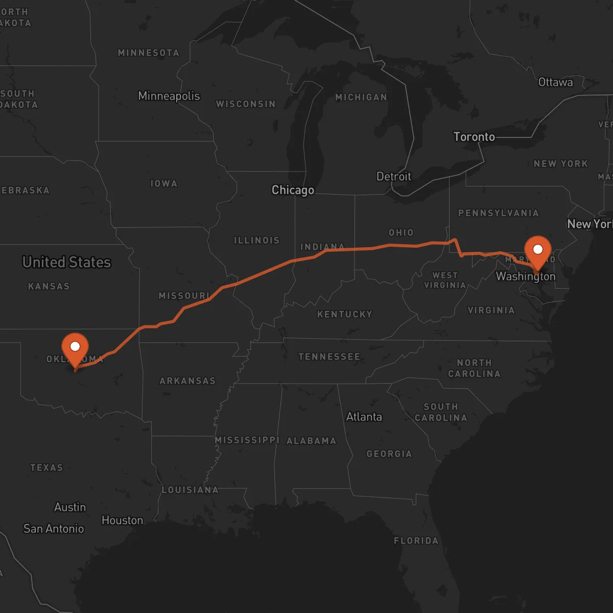 Ruta Annapolis - Oklahoma City