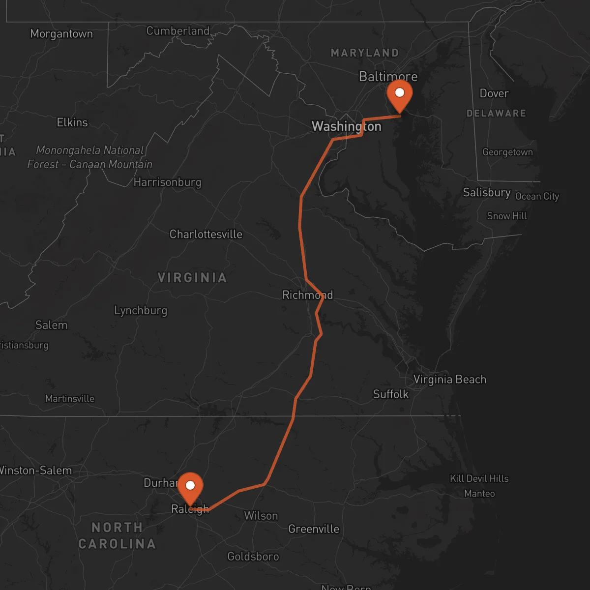 Ruta Raleigh - Annapolis