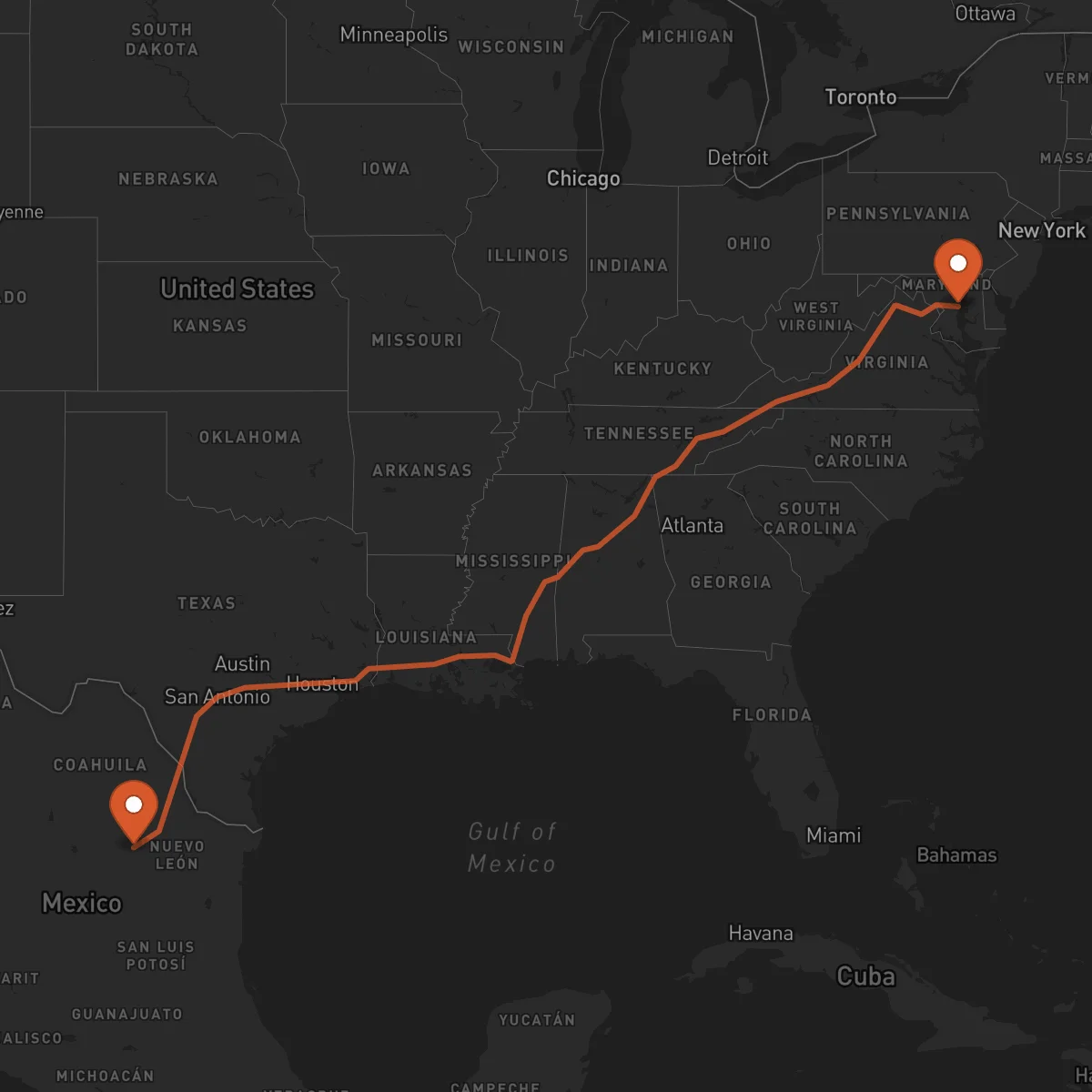 Ruta Saltillo - Annapolis