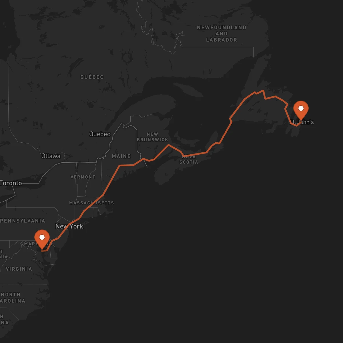 Ruta Annapolis - San Juan de Terranova (St. John's)