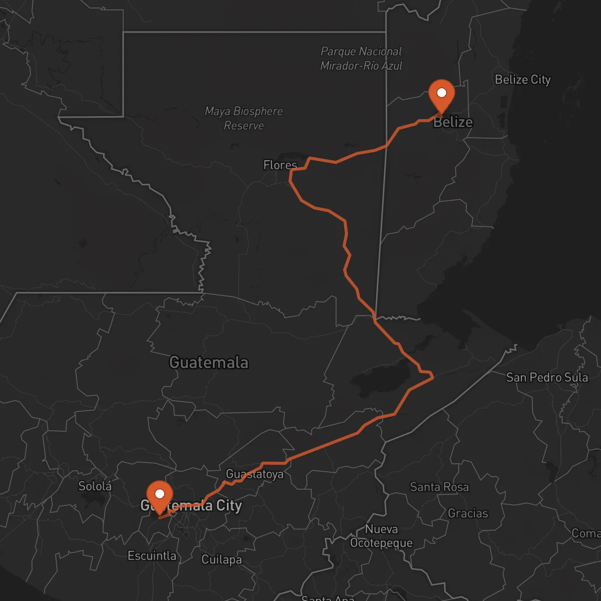 Ruta Belmopan - Antigua Guatemala