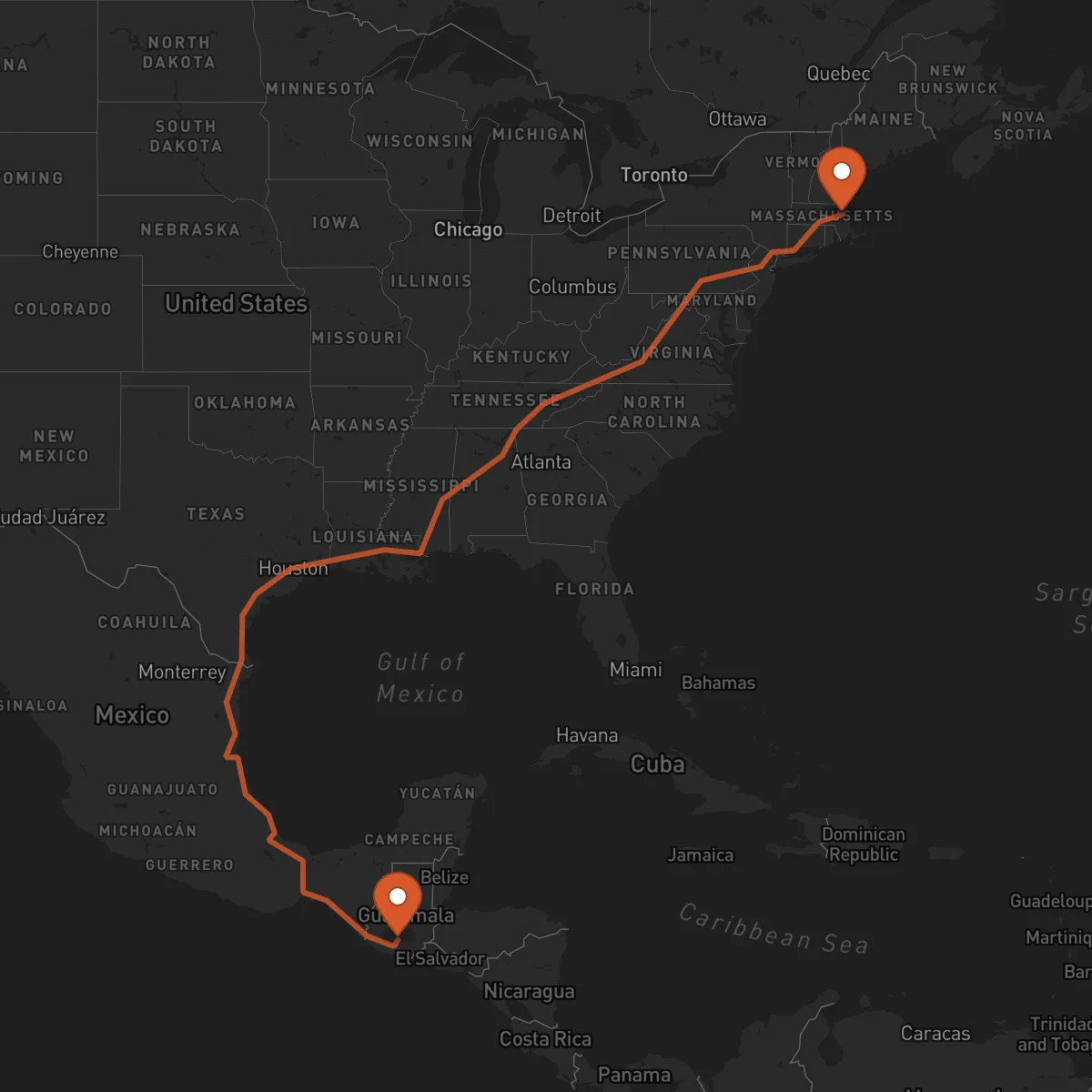 Ruta Boston - Antigua Guatemala