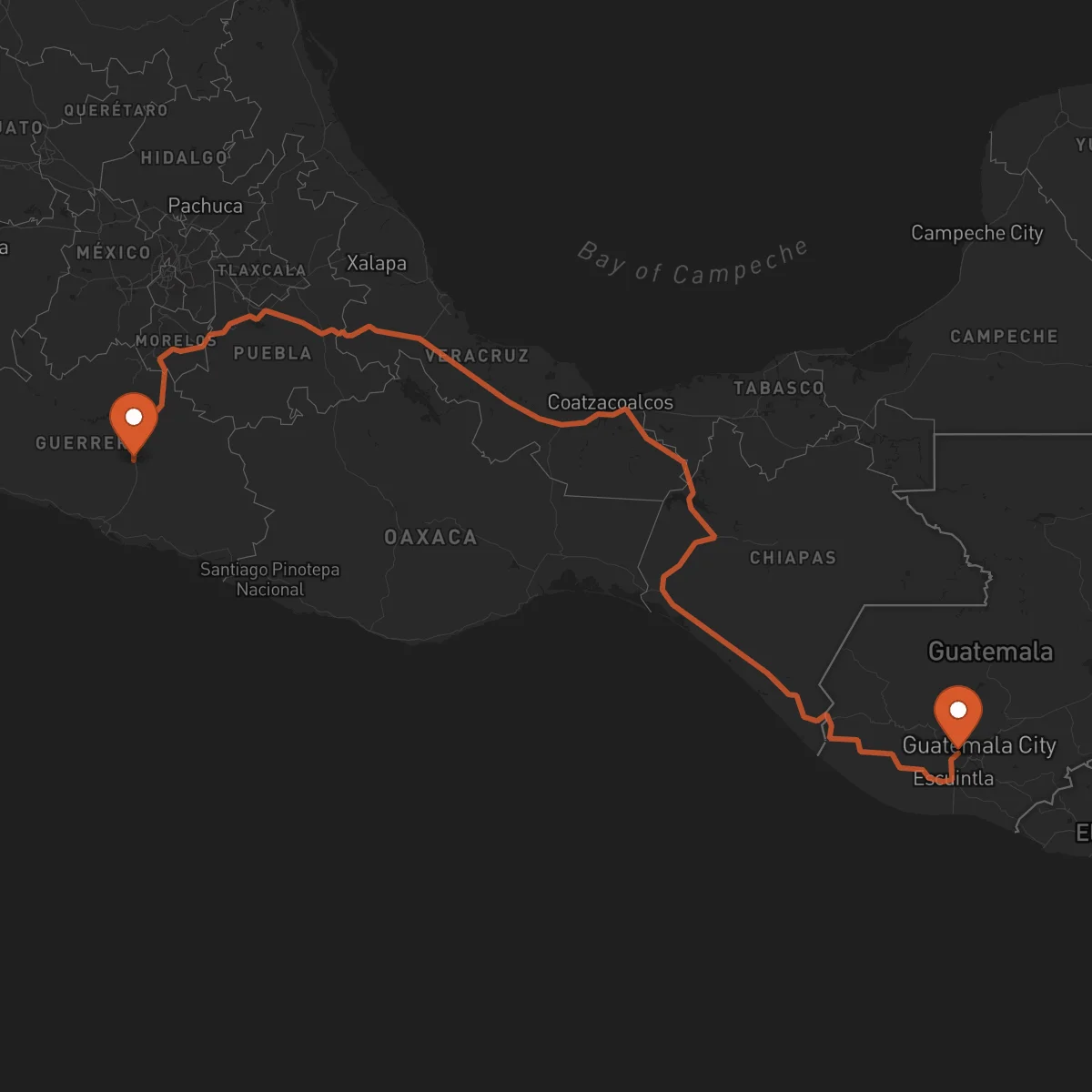 Ruta Antigua Guatemala - Chilpancingo de los Bravo