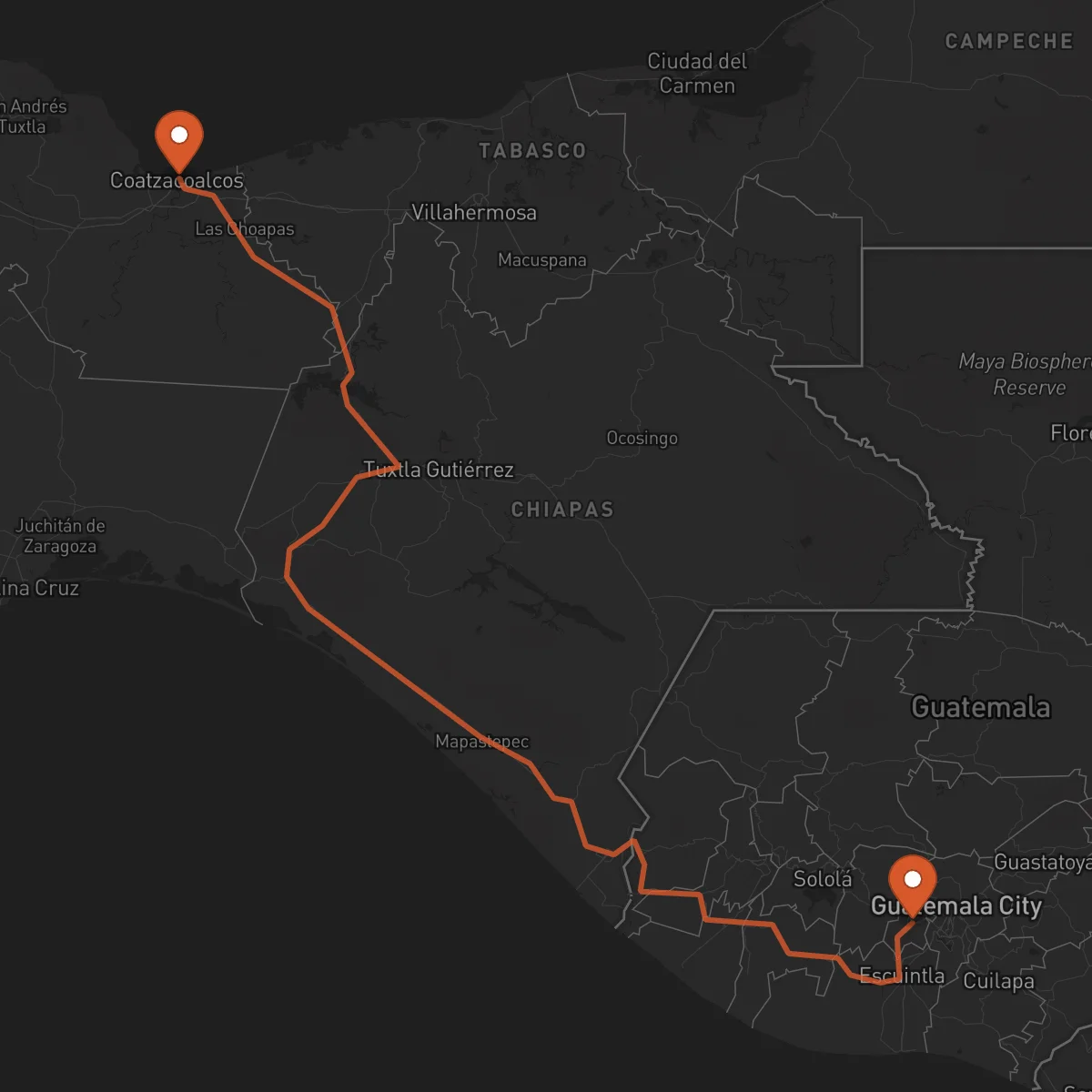 Ruta Coatzacoalcos - Antígua Guatemala