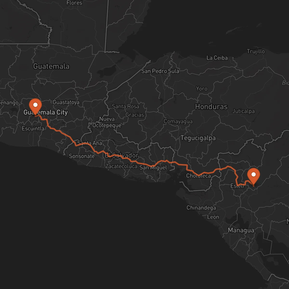 Ruta Jinotega - Antigua Guatemala