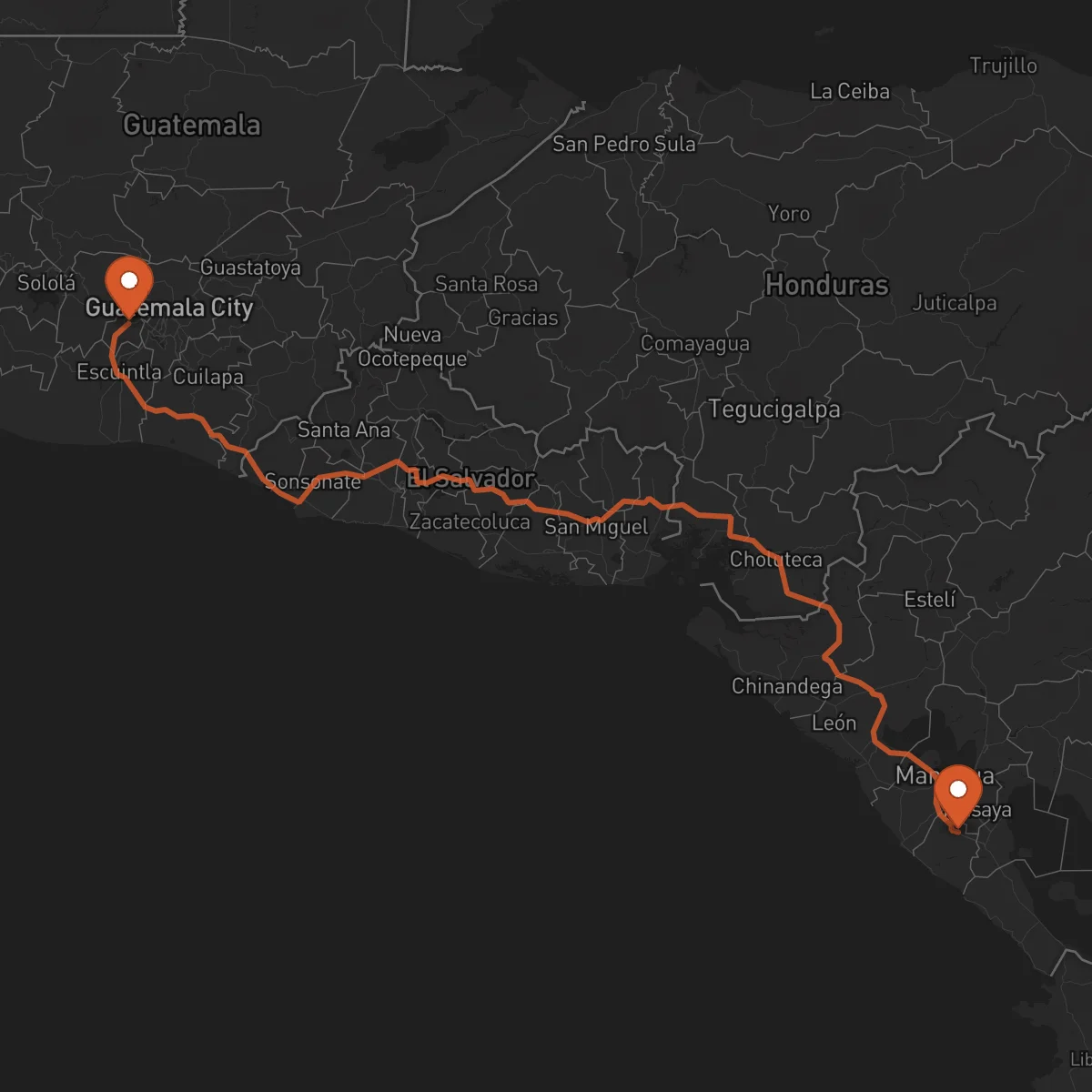 Ruta Antígua Guatemala - Jinotepe
