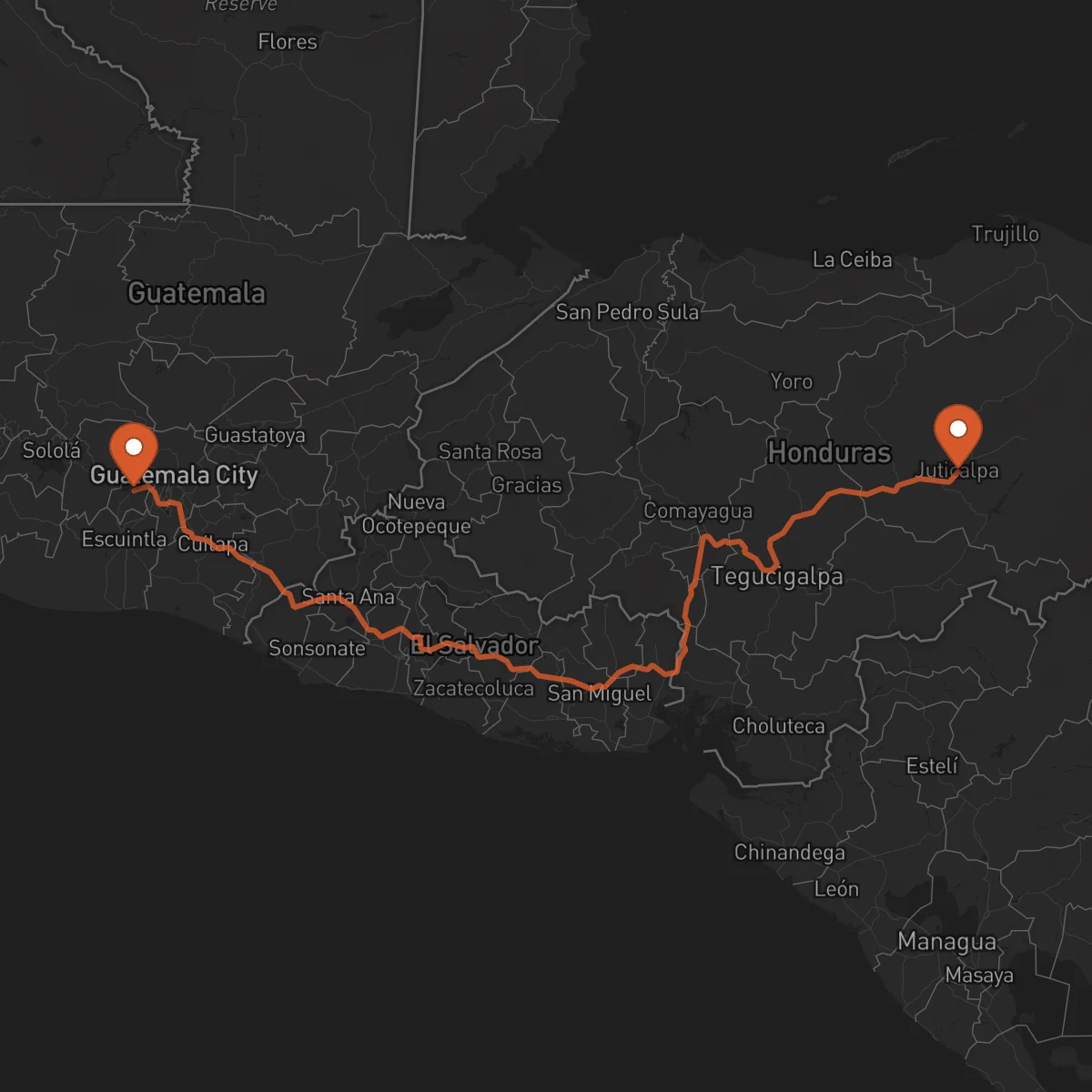 Ruta Juticalpa - Antigua Guatemala
