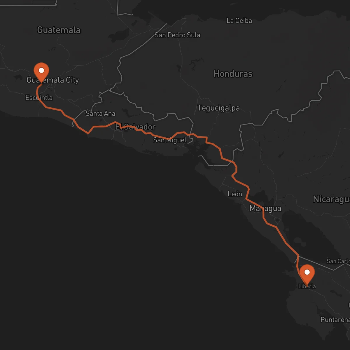 Ruta Antigua Guatemala - Liberia