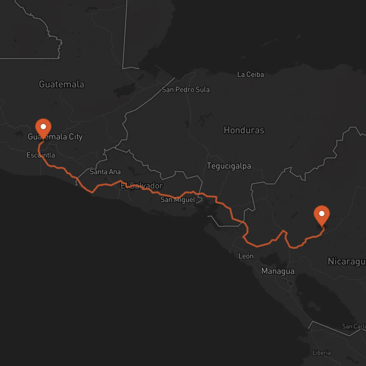 Ruta Antigua Guatemala - Matagalpa