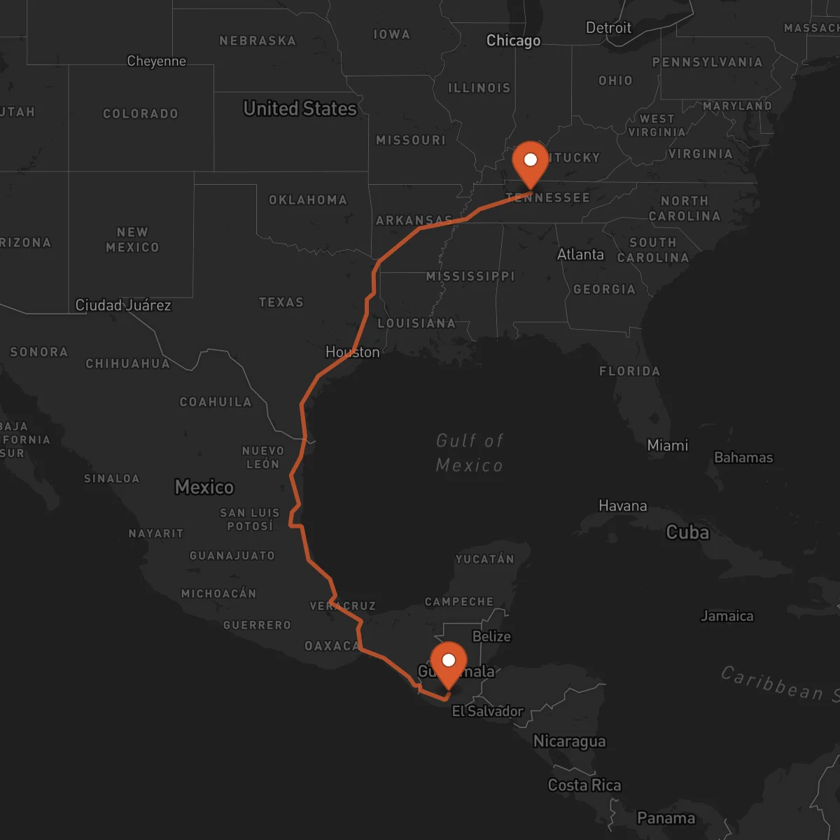 Ruta Nashville - Antígua Guatemala