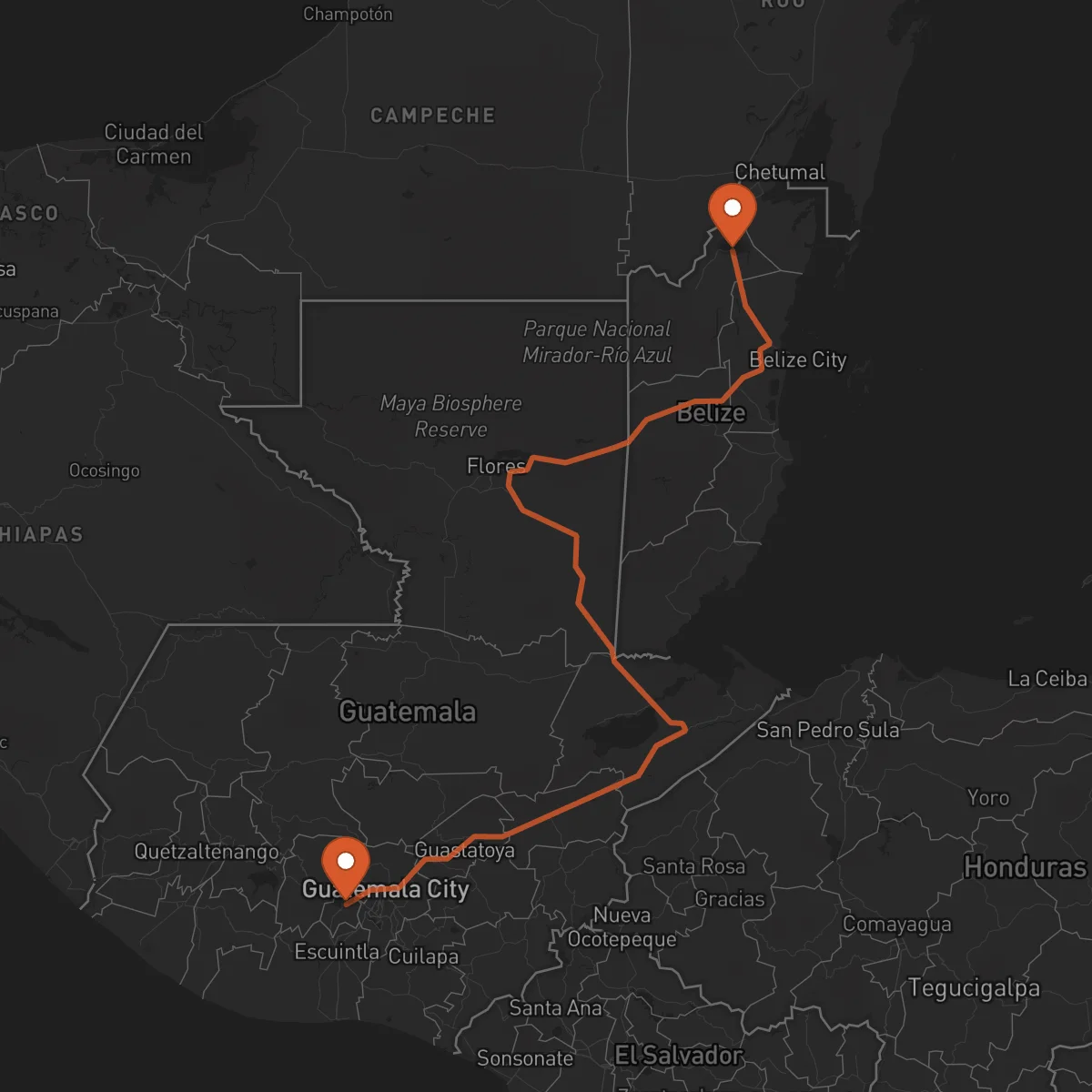 Ruta Orange Walk Town - Antigua Guatemala