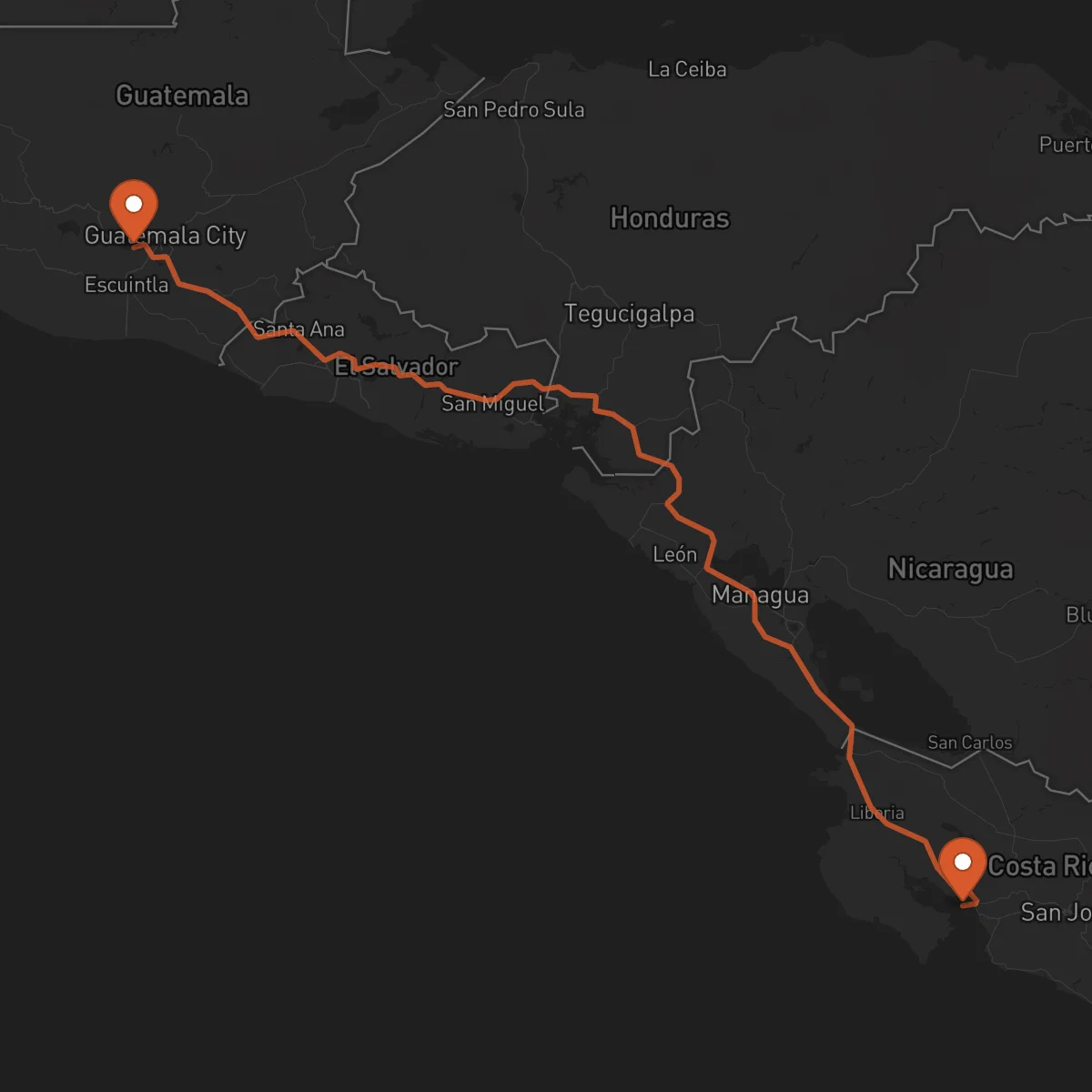 Ruta Antigua Guatemala - Puntarenas