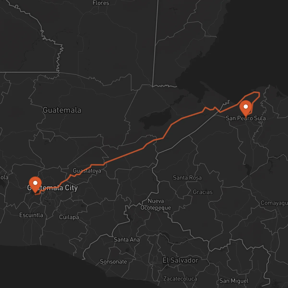 Ruta San Pedro Sula - Antigua Guatemala