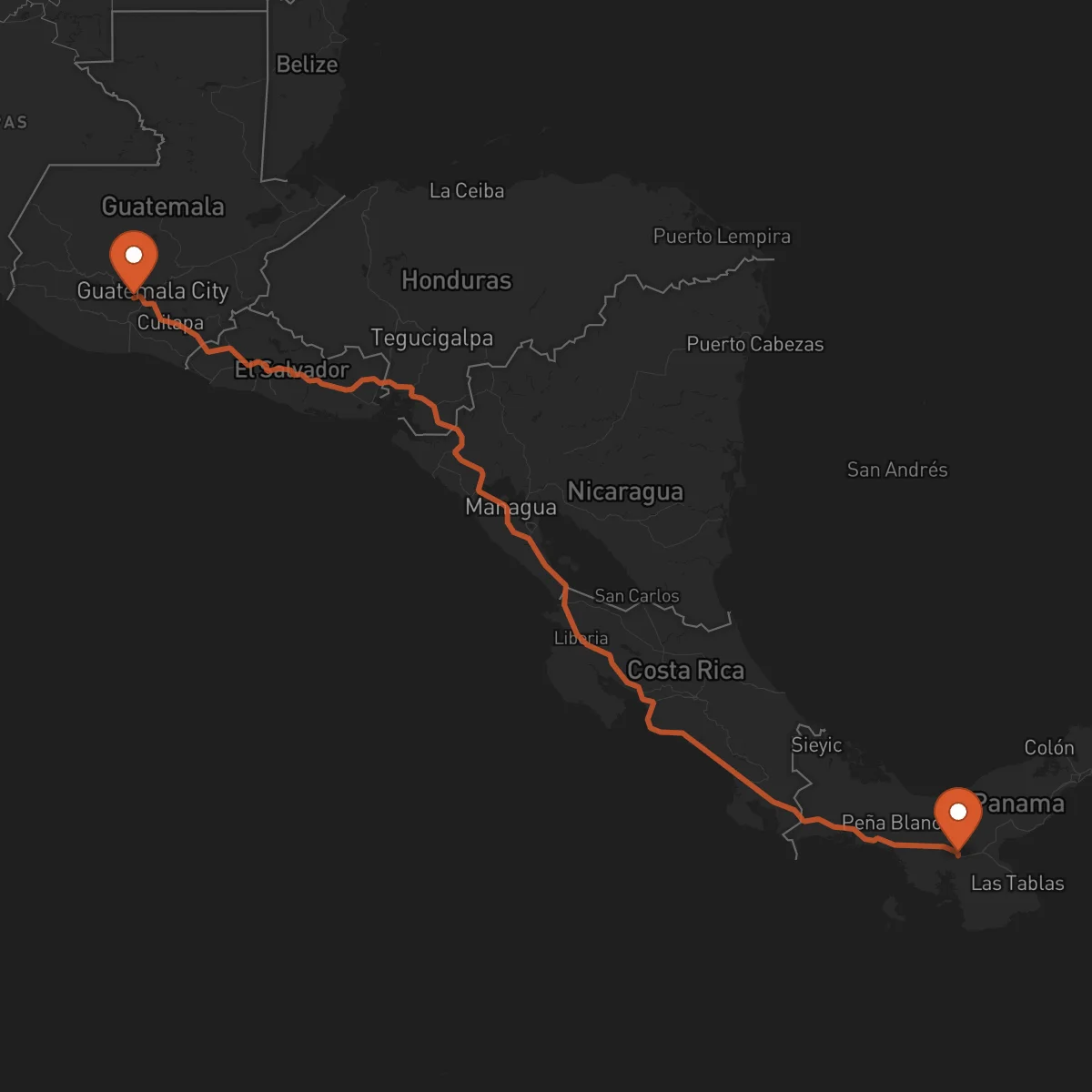 Ruta Santiago de Veraguas - Antigua Guatemala