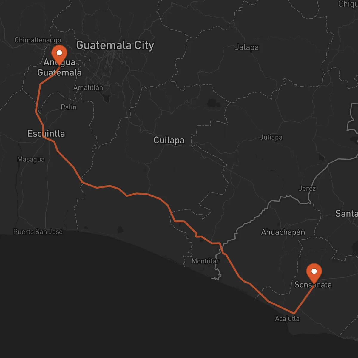 Ruta Sonsonate - Antígua Guatemala