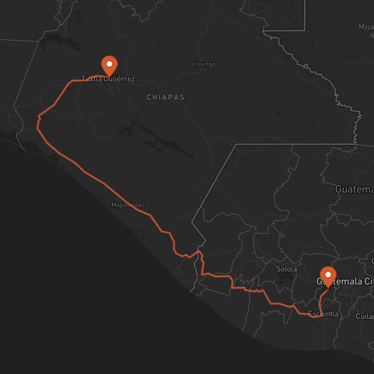 Ruta Tuxtla Gutiérrez - Antígua Guatemala