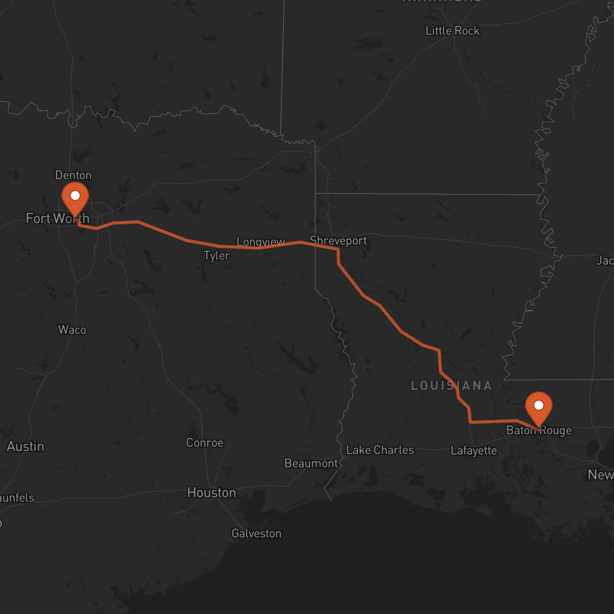 Ruta Arlington - Baton Rouge
