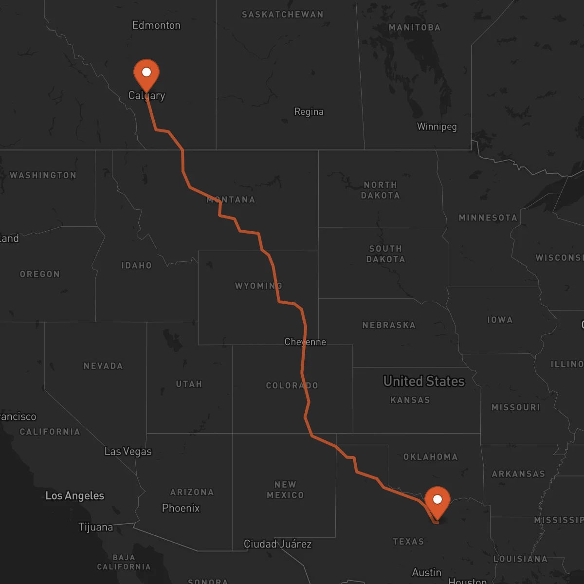 Ruta Arlington - Calgary