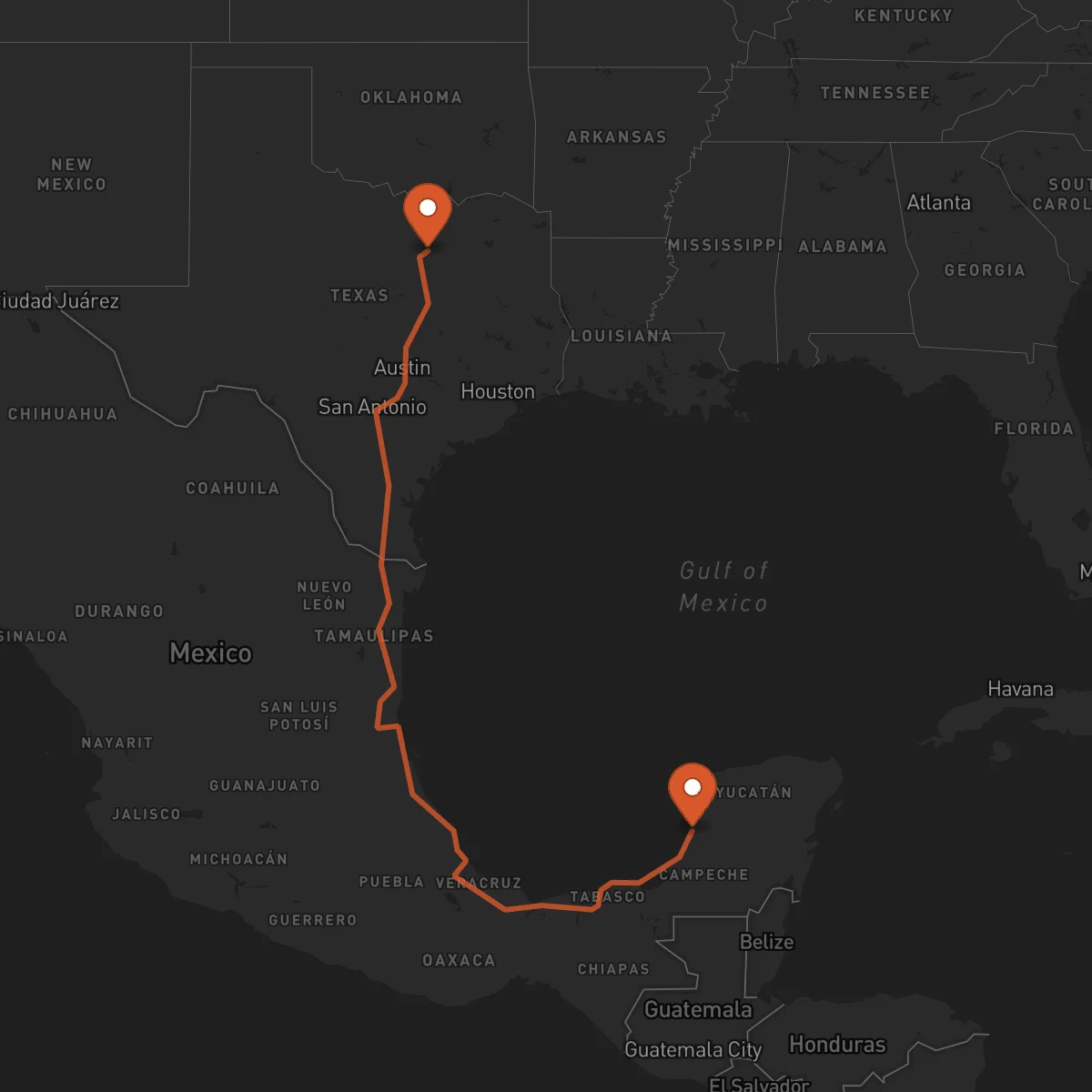 Ruta Arlington - Campeche
