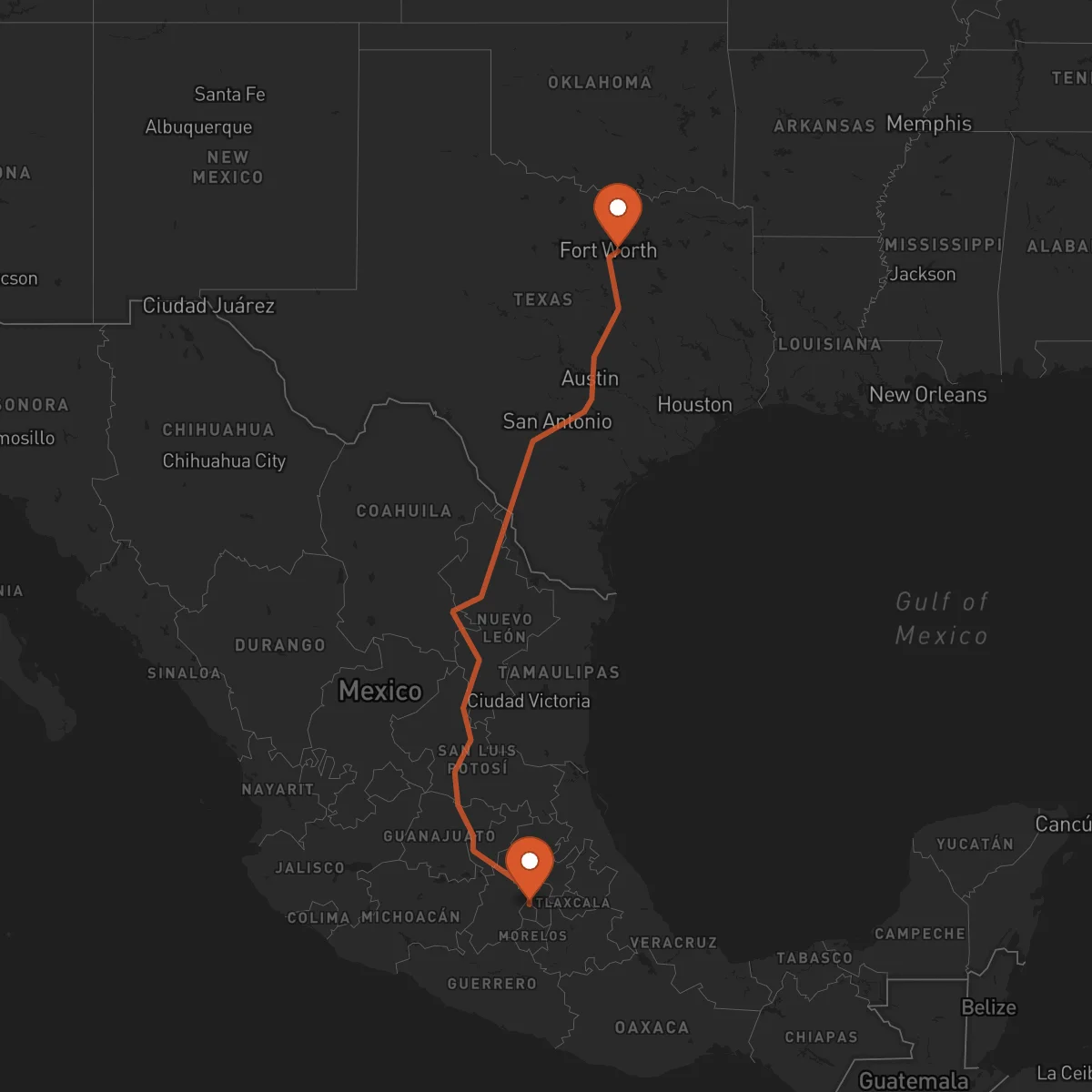 Ruta Arlington - Ciudad de México