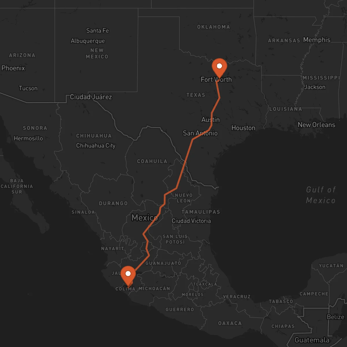 Ruta Arlington - Colima