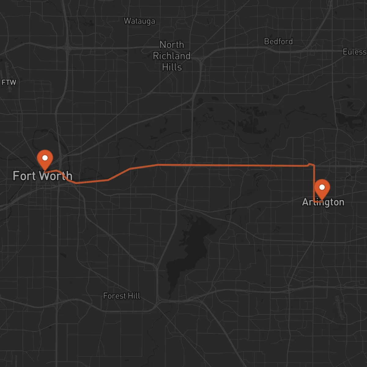 Ruta Arlington - Fort Worth