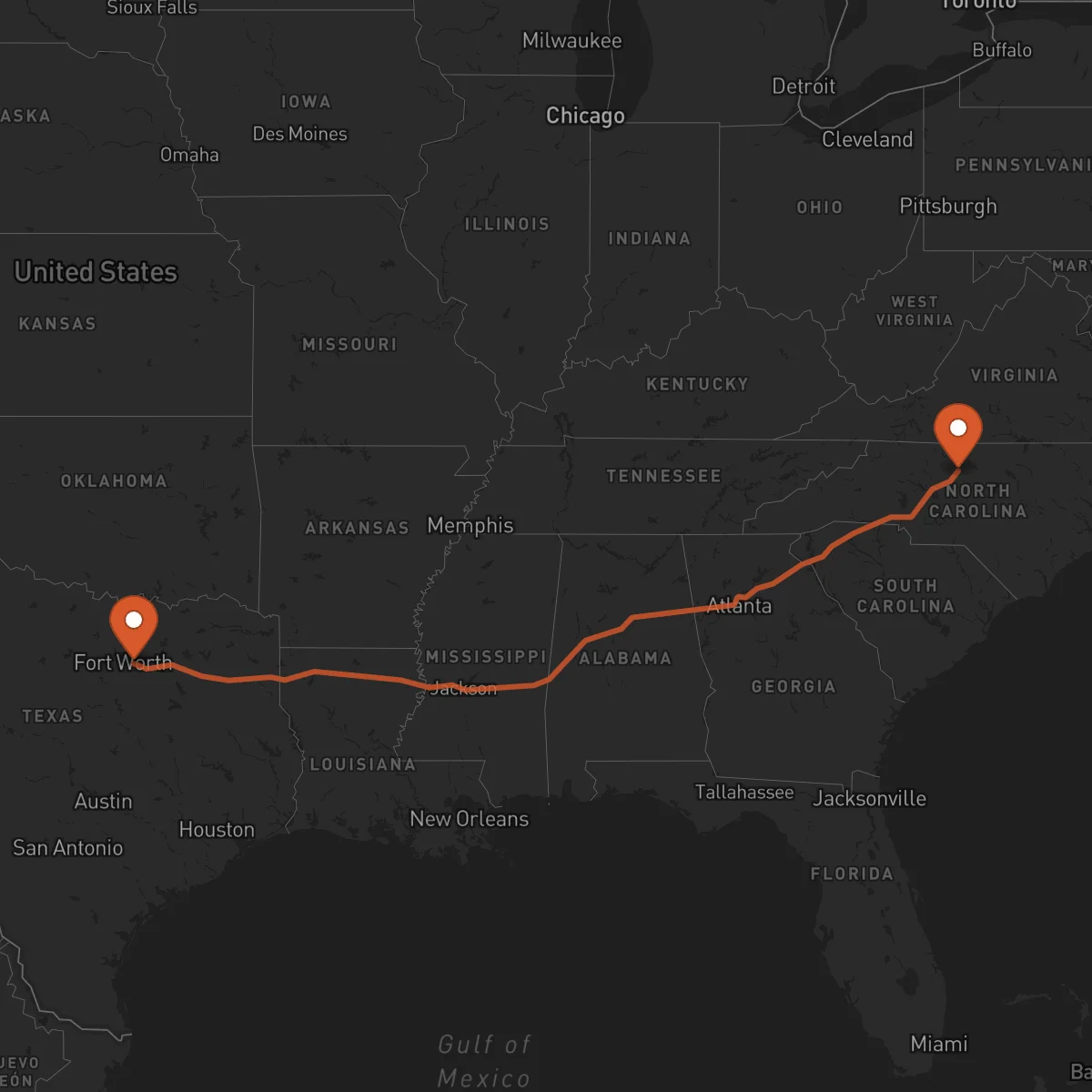 Ruta Arlington - Greensboro