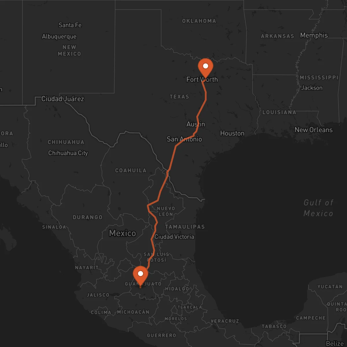 Ruta Arlington - Irapuato