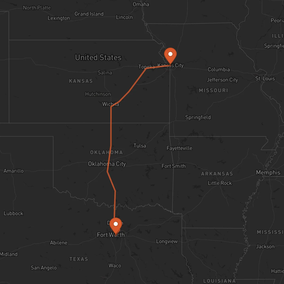 Ruta Kansas City - Arlington