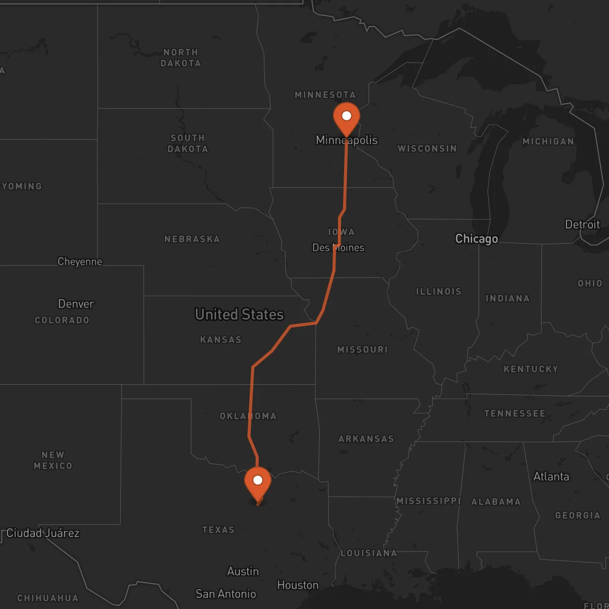 Ruta Arlington - Minneapolis