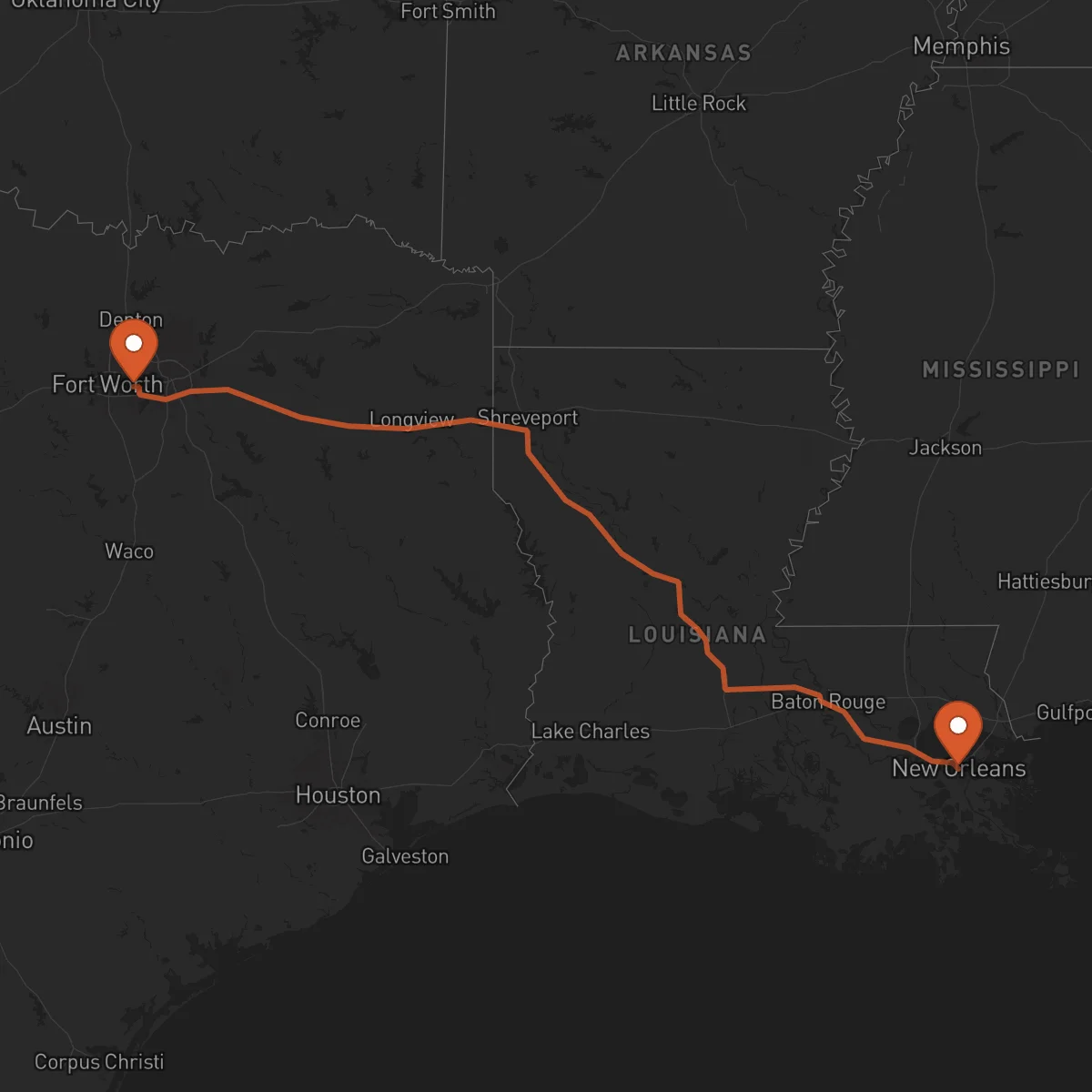 Ruta New Orleans - Arlington
