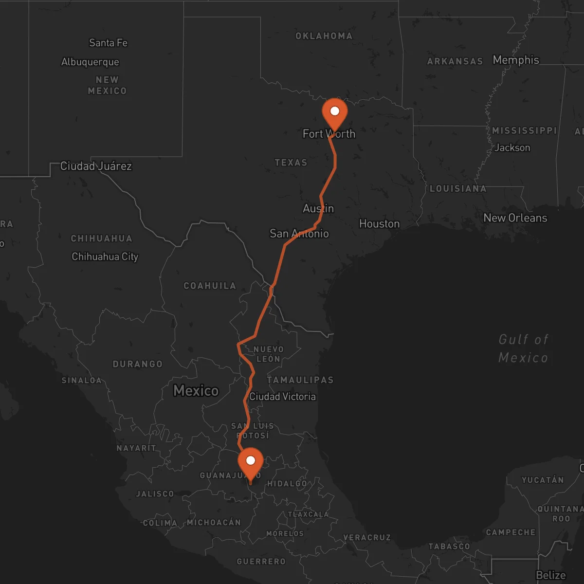 Ruta Arlington - Santiago de Querétaro