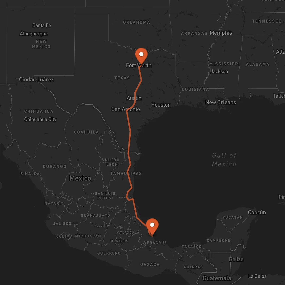 Ruta Arlington - Veracruz