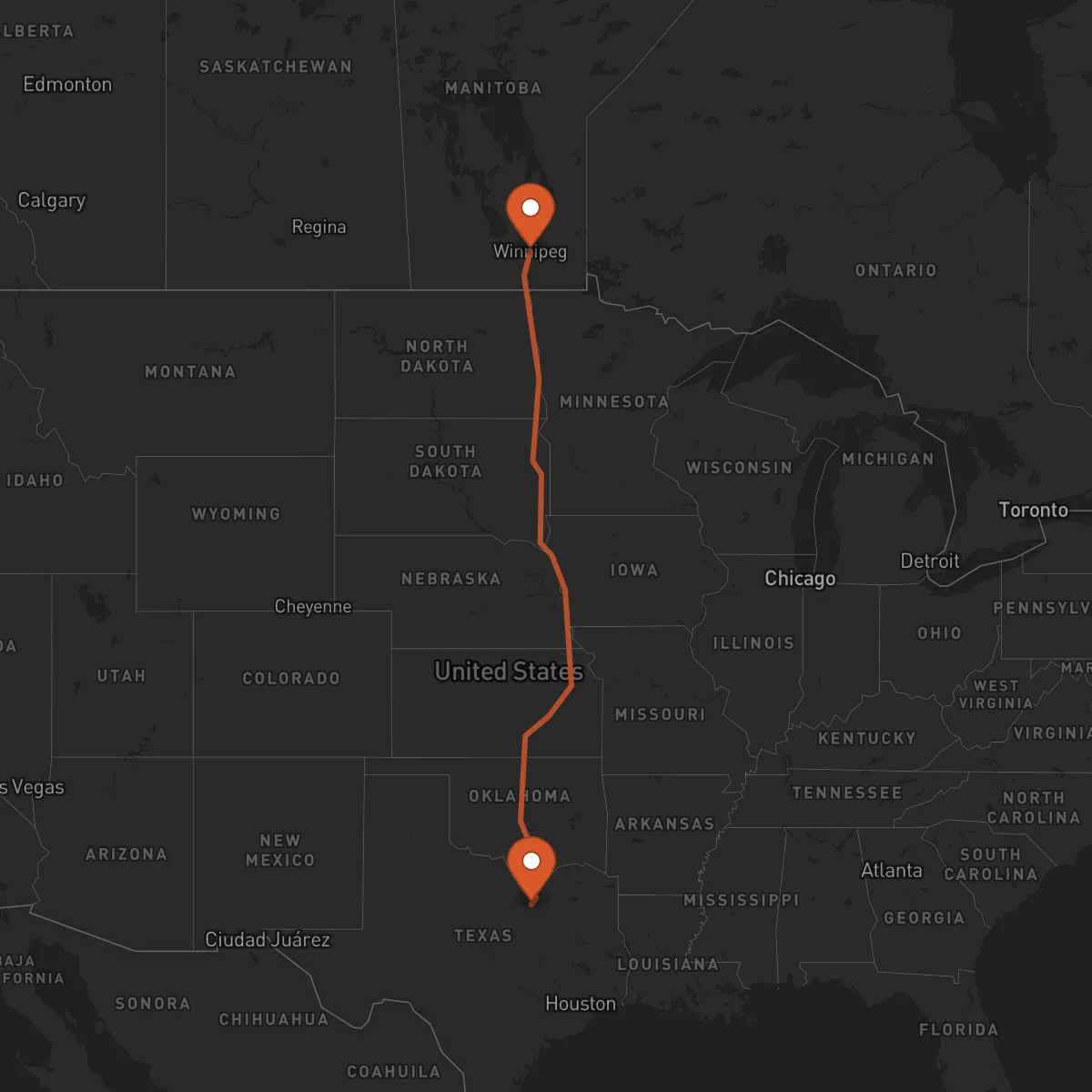 Ruta Arlington - Winnipeg