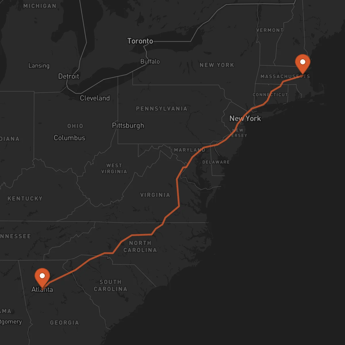 Ruta Boston - Atlanta