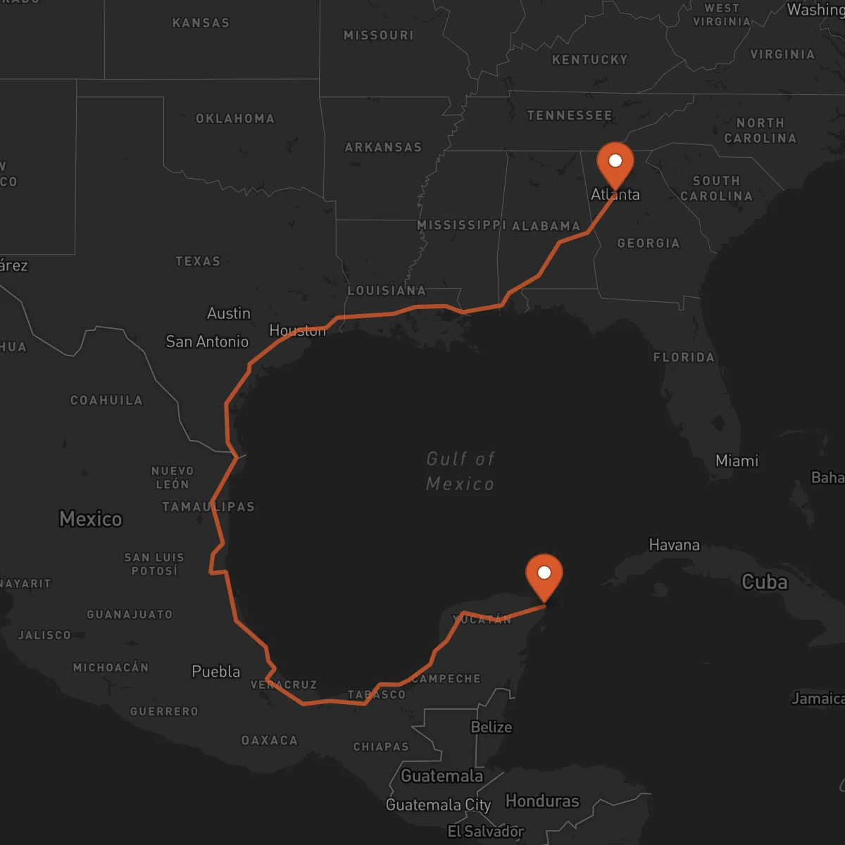 Ruta Cancún - Atlanta