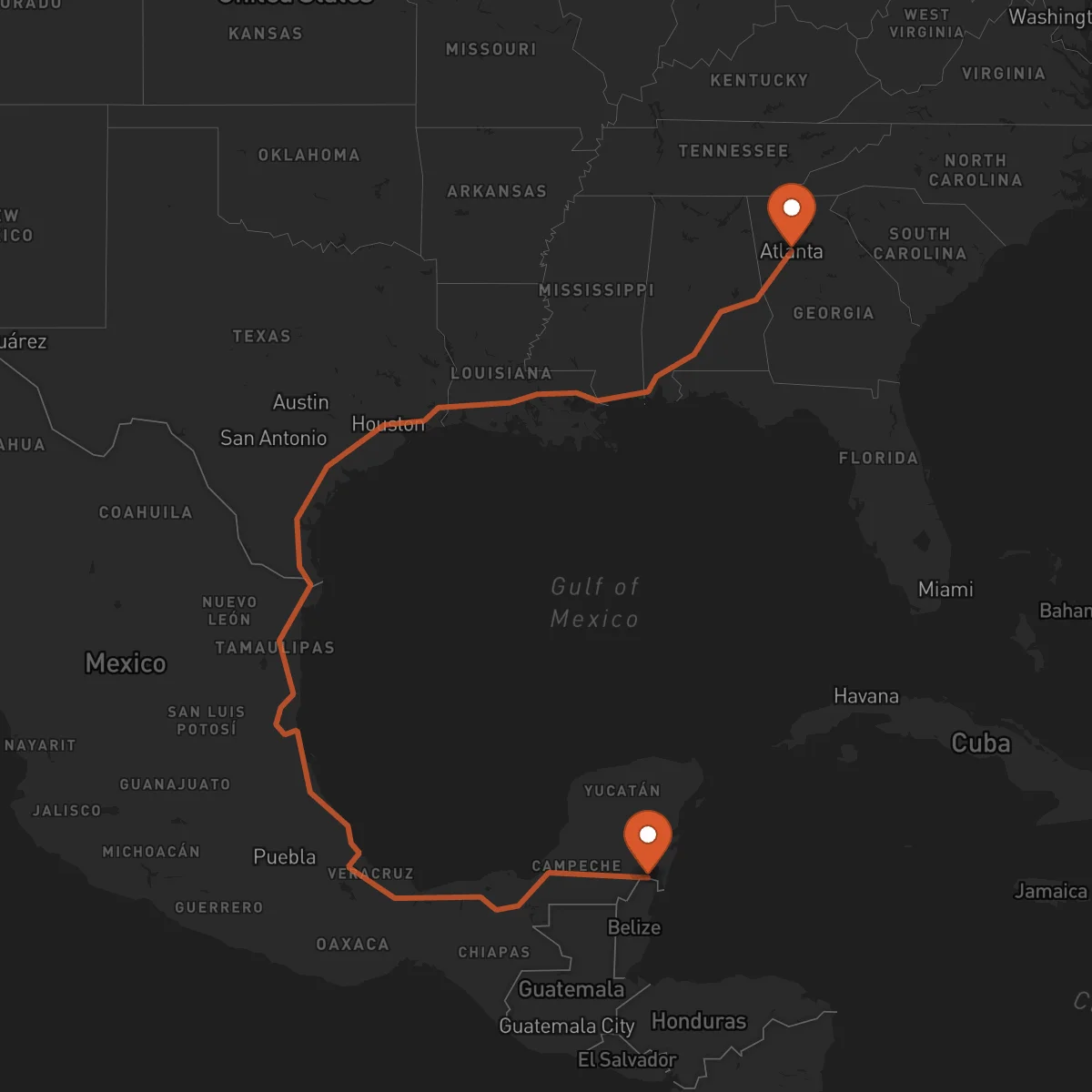 Ruta Chetumal - Atlanta