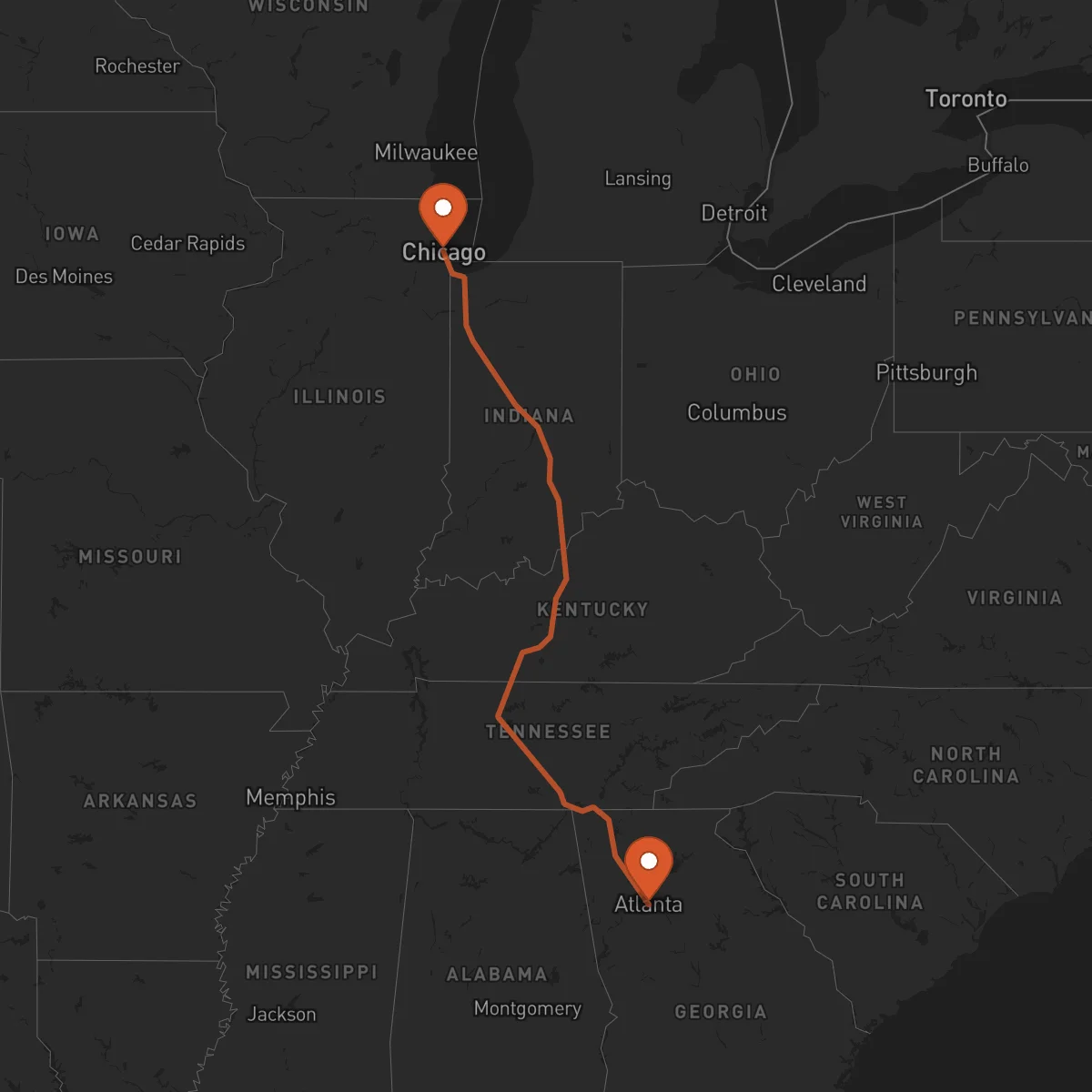 Ruta Atlanta - Chicago